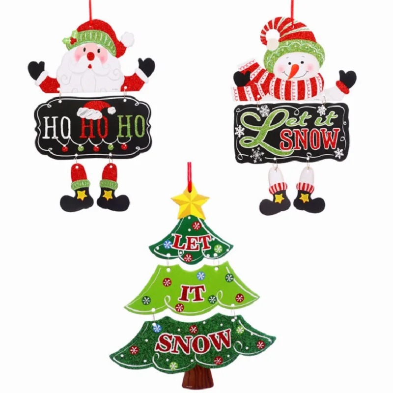 

Christmas Decoration Paper Welcome Door Hanging Window Decor Pendant Listing Santa Snowman Pendants For Kids Favor Gifts Xmas