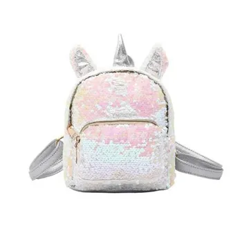 

Sequins Backpack Cute Unicorn Ears Shoulder Bag For Women Girls Travel Bag Bling Shiny Backpack Mochila Feminina Escolar New