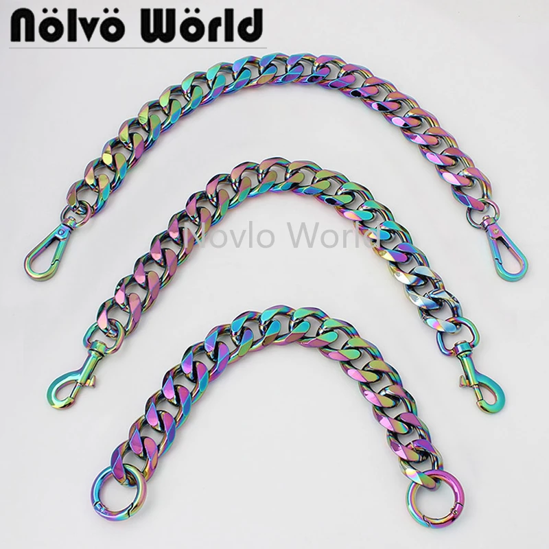 Rainbow 30-120cm 4 clasps 22mm Large Curb Light Thick Chain Durable Metal Snap Carabiner Purse Chain Drop Shipping