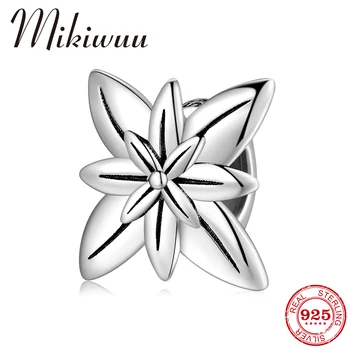 

New Real 925 Sterling Silver Flower Charm Spacer Stopper Beads Jewelry Making fit Charm Mikiwuu Bracelet Silver 925 Jewellery