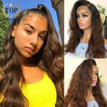 

Topnormantic Ombre Brown Body Wave Wig Lace Front Human Hair Wigs Pre Plucked Remy Brazilian Human Hair Wigs For Women