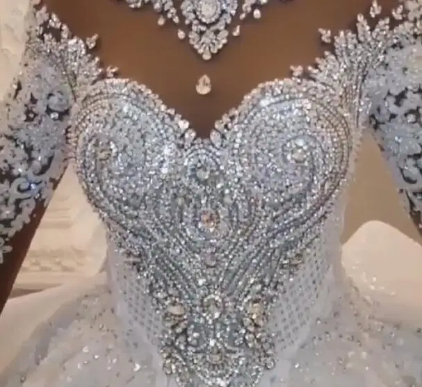 Хрустальные свадебные платья Дубай Vestido De Noiva Casamento с длинным рукавом бисером свадебное платье robe de mariee в арабском стиле свадебные платья