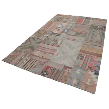 

201x302 Cm Beige Handmade Rugs Patchwork Rug-7x10 Ft