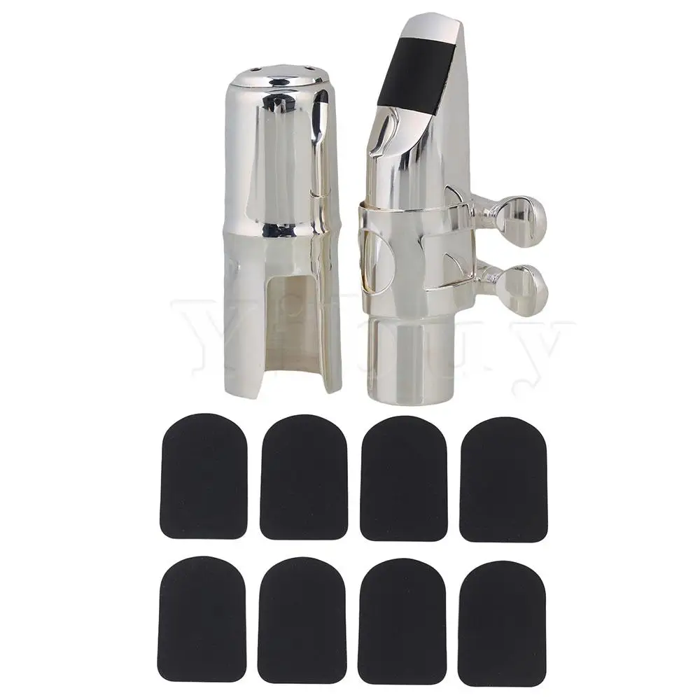 Yibuy E-flat high Sax мундштук Серебряный 6C Dia 15 мм и 0 8 толщиной патчи | Спорт развлечения