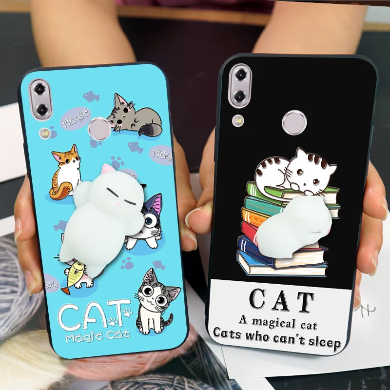 

3D Squishy Finger Pinch Cute Cat Phone Case For ASUS Zenfone 5Z ZS620KL Soft Toy TPU Back Cover For Zenfone 5 2018 ZE620KL Skin