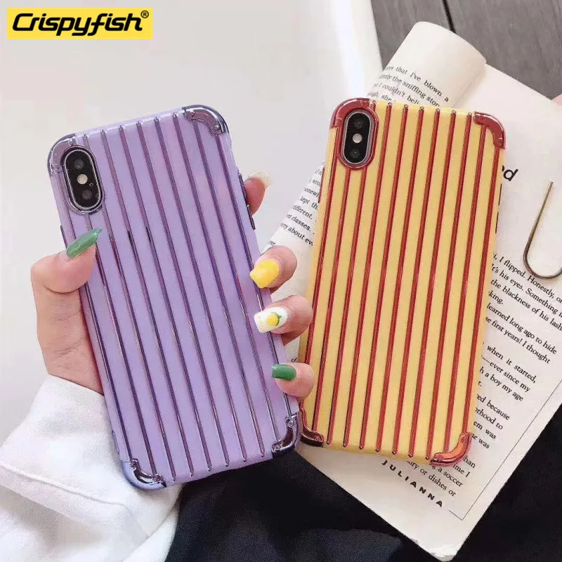 

3D Colorful Pink Stripe Phone Case For iphone 7 8 plus 6s Silicone Soft Case For iphone XR Xs Max Shockproof Bumper Back Cover