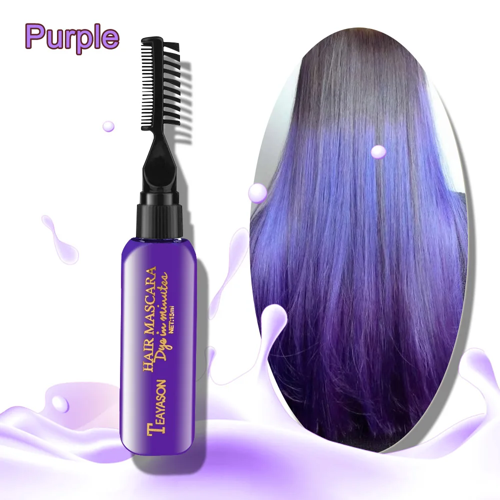 purple Временная Краска для волос, крем, черный, коричневый, долговечный, быстрый, мягкий, одноразовый цвет для волос, ручка для белых волос, покрытие для волос, сделай сам, Стайлинг, макияж - Цвет: purple