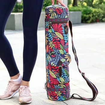 

Waterproof Casual Portable Yoga Mat Carrier Case Shoulder Strap Bag Leaves Print Excellent Workmanship Long Service Life