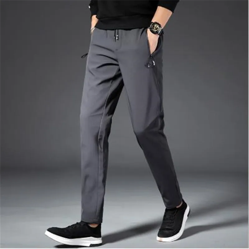 Sitaicery брюки мужские повседневные тонкие эластичные длинные брюки мужские прямые серые черные рабочие брюки мужские осенние зимние большие размеры M-5XL