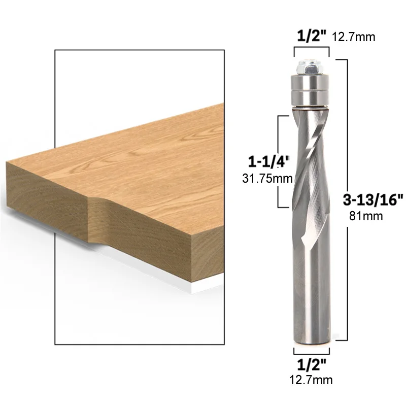 

Solid Carbide Two Flute Flush Trim Router Bit Bearing Guided - Spiral Upcut/Downcut-1/4“ 1/2" Shank