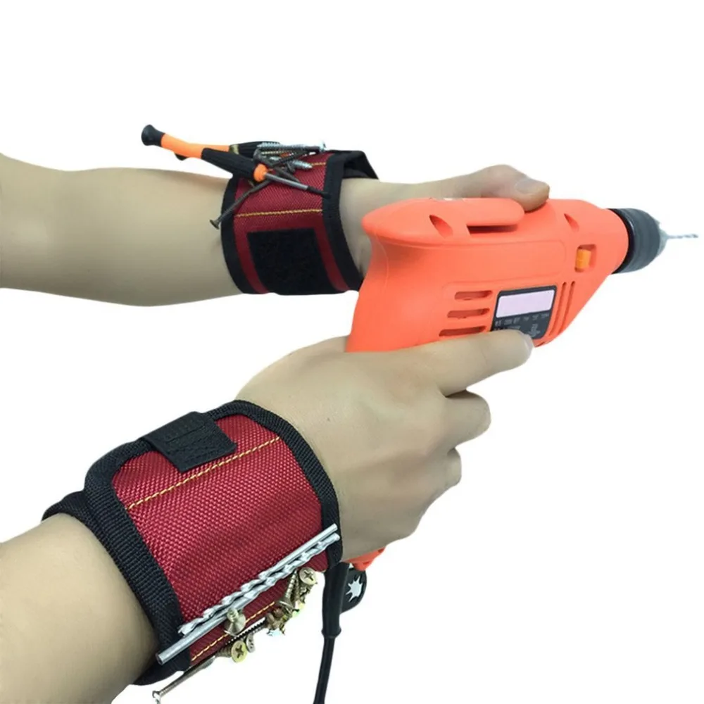 

Strong Magnetic Magnet Wristband Pocket Wrist Support Tool Bag Hand Bracelet Pouch Bag Screws Drill Holder Holding Storage Bag