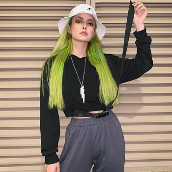 

Hirigin 2019 Newest Women Streetwear Long Sleeve Autumn Sweatshirts Cool Ladies Soild V-neck Crop Tops Dropshipping