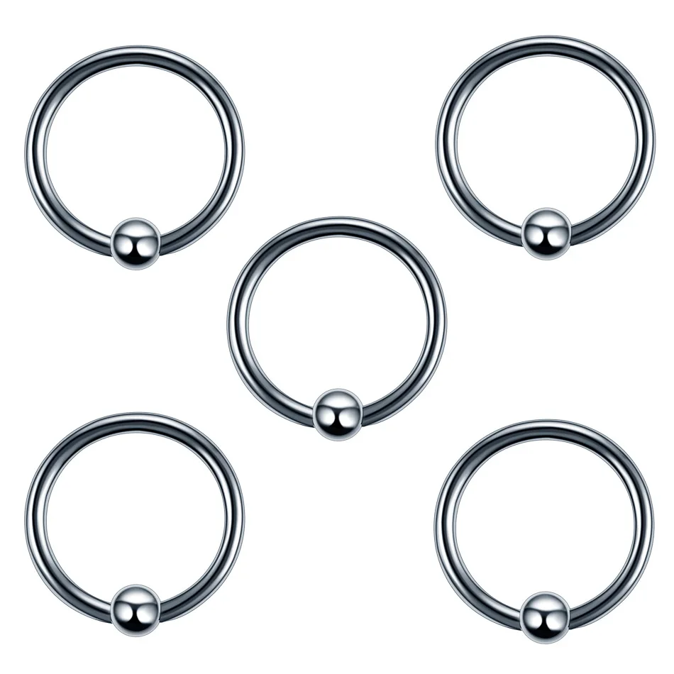 Piercing Jewelry 8/60PCS Stainless Steel Tongue Belly Piercing Lot Nose Eyebrow Piercing Bulk Nipple Labret Tragus Kit Captive Bead Ring