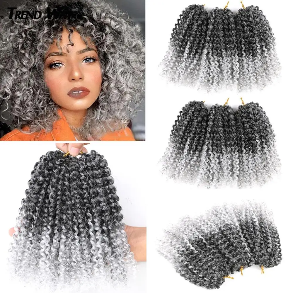 

Ombre Short Hair Synthetic Crochet Braiding Hair Marley Bob Hair Extensions Braids For Black Women Kinky Curly Twist Hair 8Inch