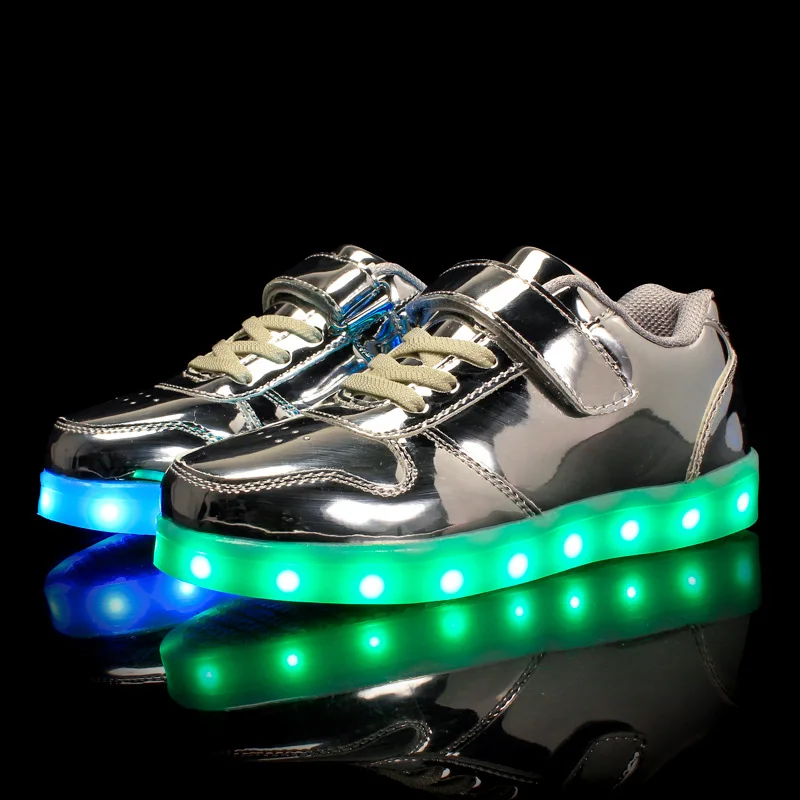 

Children LED Luminous Shoes Hight-top Velcro CHILDREN'S Shoes Middle And Large tong ban xie BOY'S Girls Casual Hight-top deng xi