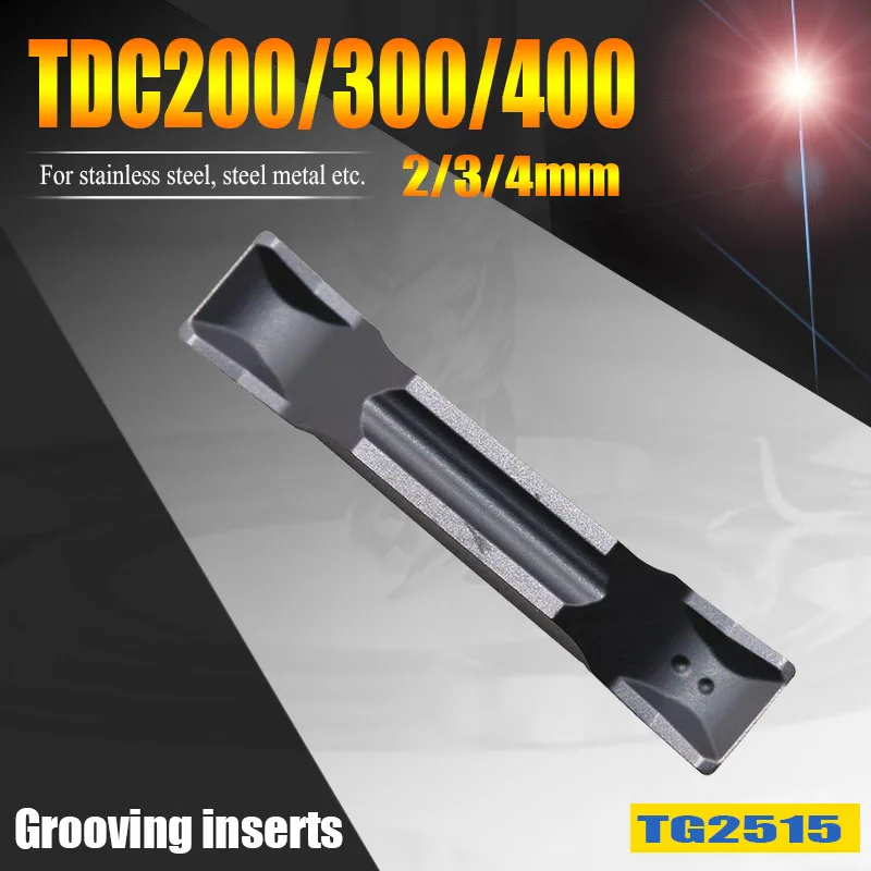 

TDC200 TDC300 TDC400 Lathe Turning Cutting Tools Machining Steel Metal CNC Grooving Cutter Inserts Blade 2/3/4mm