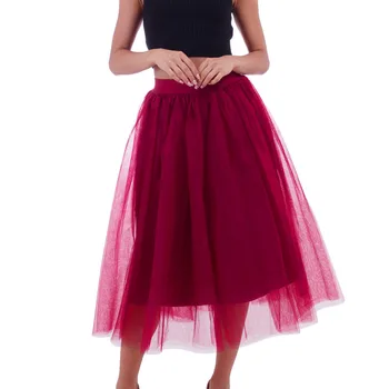 

Womens Mesh Skirt Summer 4 Layers Princess Tulle Skirts Pleated Ball Gown Female Jupe Tutu Skirts Faldas Mujer Moda Saia #T1G