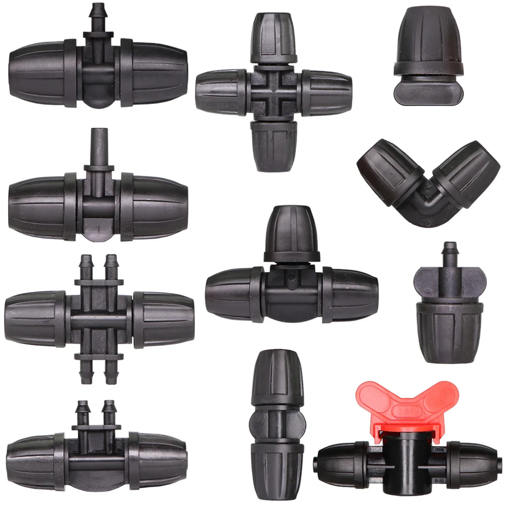Garden 3/8" To 1/4" Hose Connector 8/11 To 4/7mm Barbed Lock Tee Straight Elbow End Plug Valve Pipe Adapter Irrigator Fitting