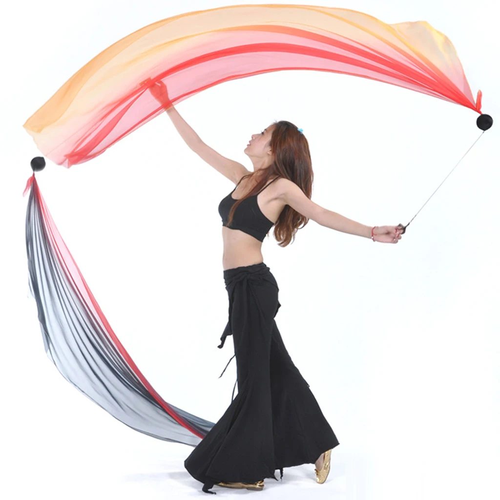 2Pcs Veil Poi Streamer Thrown Balls Fairy Belly Dance Party Show Accessory