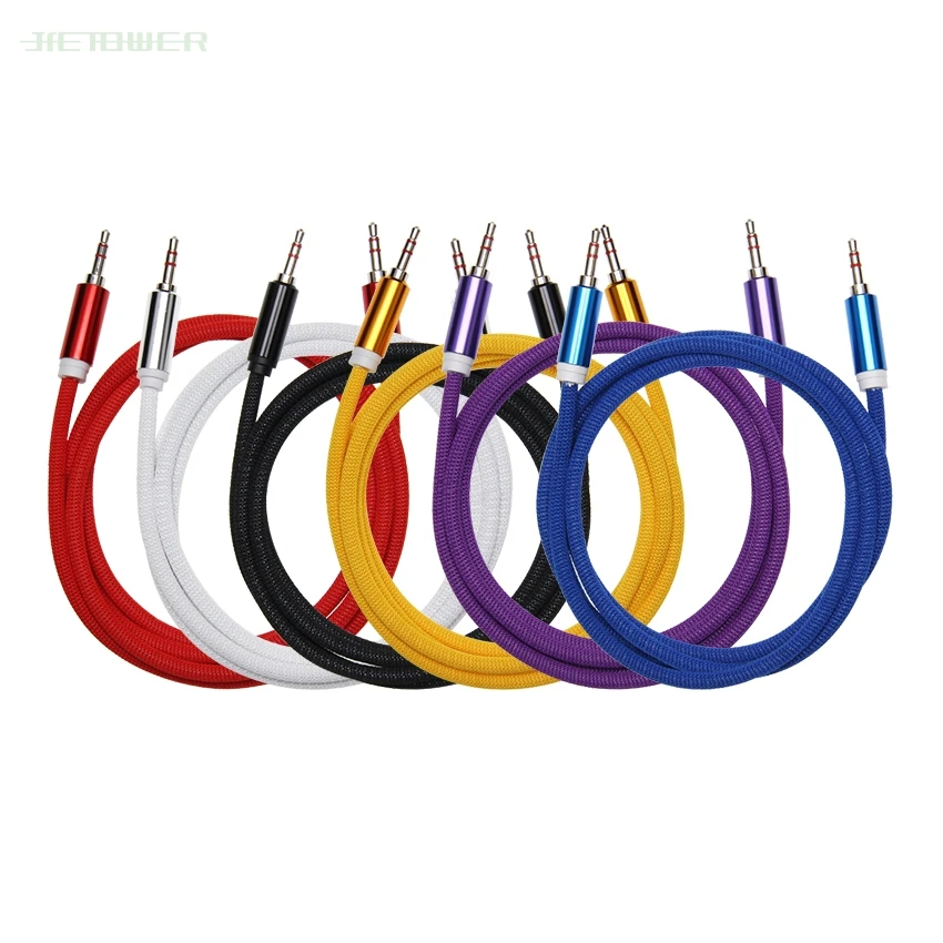 3 5mm Audio Cable Cloth Fabric Braid 3 5 Jack To Jack Aux Cord 1 5m Headphone Speaker AUX Cable for Iphone Car MP3 100pcs lot