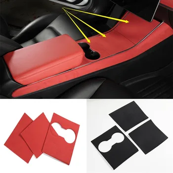 

3pcs/lot Alcantara leather +ABS plastic Car Central console panel protection decoration cover for 2016-2019 Tesla model 3