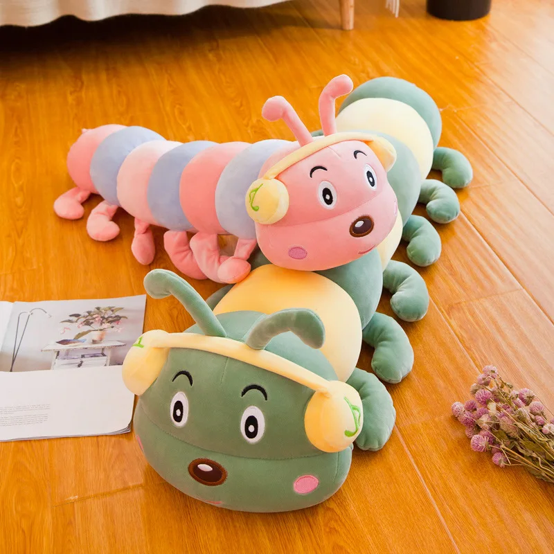 

New Style Earphones Caterpillar Plush Toys Colorful Caterpillar Doll Large Size Pajama Pillow