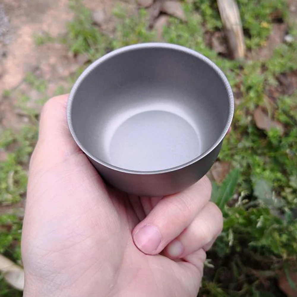 

62ml Tea Cup Titanium Pot Water Mug Cup Round Wine Cup Outdoor Camping Pot Tableware Cookware Pots Picnic Protable Bowl