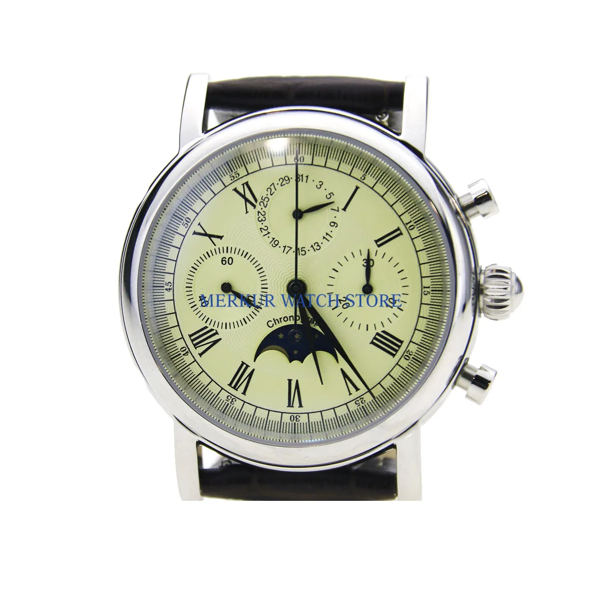 No logo Mens Watch Mechanical Chronograph Pilot 1963 Dress Watch Dress Seagull Movement St1908