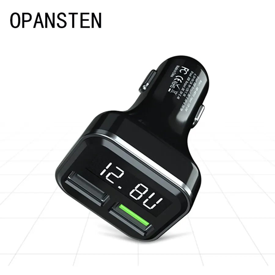 

QC 3.0 Car Charger OPANSTEN USB Quick Charger LED Display Fast Charger for Xiaomi iPhone Huawei Samsung S9 S8 Car-Charge