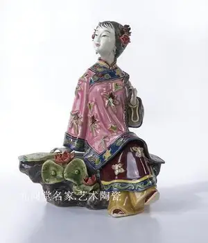 

Summer lotus classic beauty decoration Shiwan porcelain doll style sitting room bogujia decorative gifts Sculpture statue Home