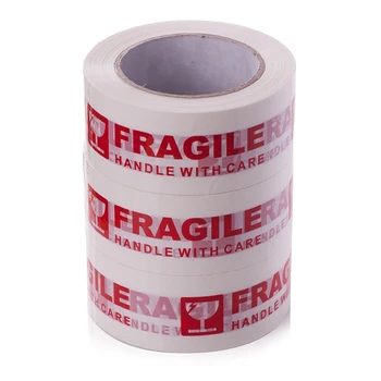 

White Red Fragile Packing Tape Handle with Care Bopp Shipping Warning Sticker 77HA