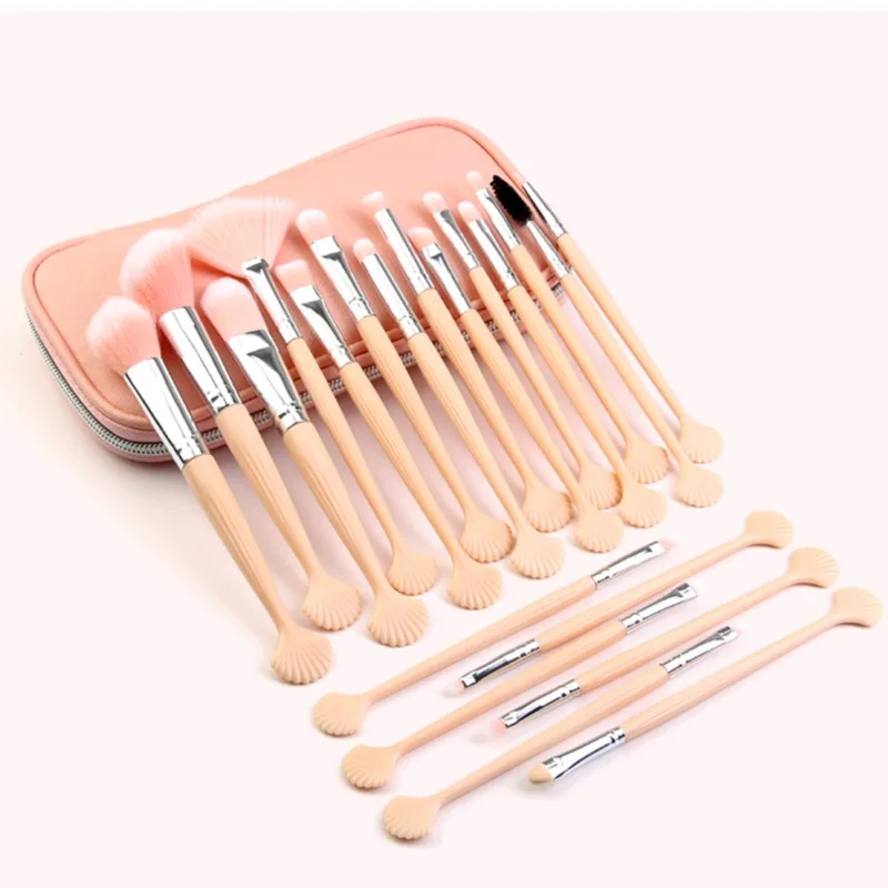 A2 20pcs Makeup Brush Set Eyeshadow Eyebrow Eyelash Brush Oblique Brush Fan Brush Cosmetic Brush Kit With Pu Bag - Handle Color: A2
