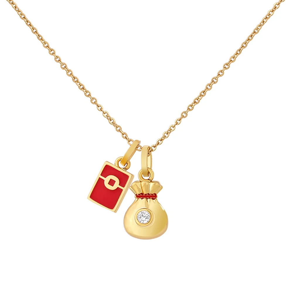 

Gold color Lucky bag pendant necklace for women elegant Collarbone chain jewelry gift girlfriend 2019 fashion jewelry wholesale