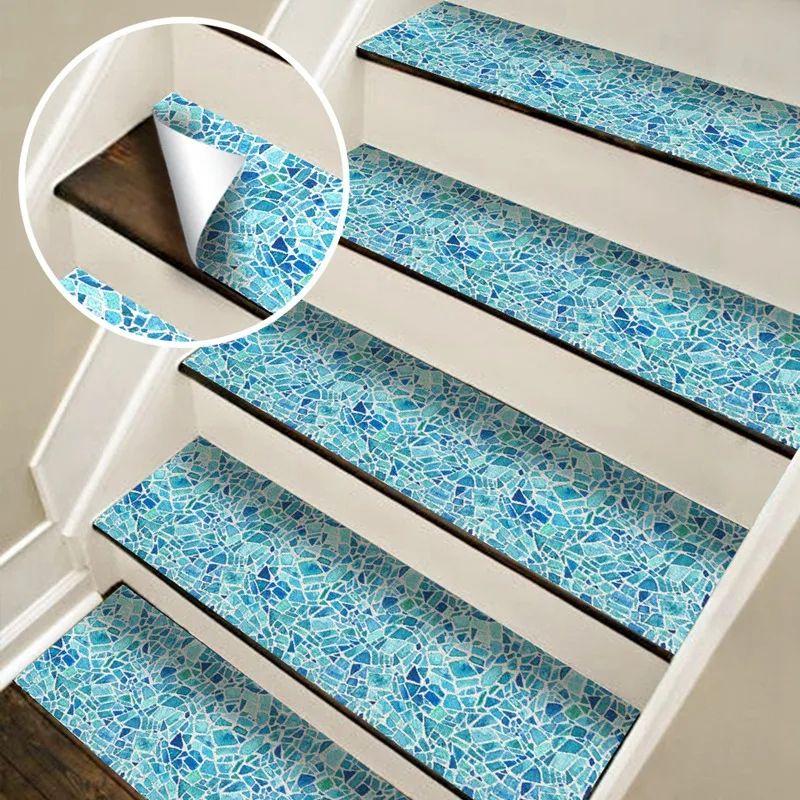 

Mosaic-Pattern Stickers 4 Pcs Set Stair Sticker &Waterproof Non-Slip Home Floor Sticker & Stick Home Decor 9.8 x 39.4 Inch
