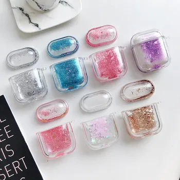

For Apple Airpods Liquid Quicksand Earphone Case Glitter Sequins Earphone Cover for Airpods 1/2 Shield Protector Case