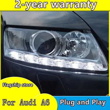 

Car Styling for Audi A6L Headlights 2005-2012 A6L LED Headlight DRL Lens Double Beam H7 HID Xenon bi xenon lens