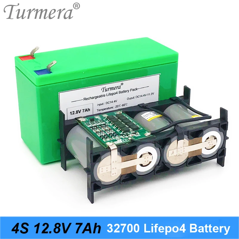 Turmera 32700 Lifepo4 Battery Pack 4S1P 12.8V 7Ah with 4S 40A Balanced BMS for Electric Boat and Uninterrupted Power Supply 12V 02