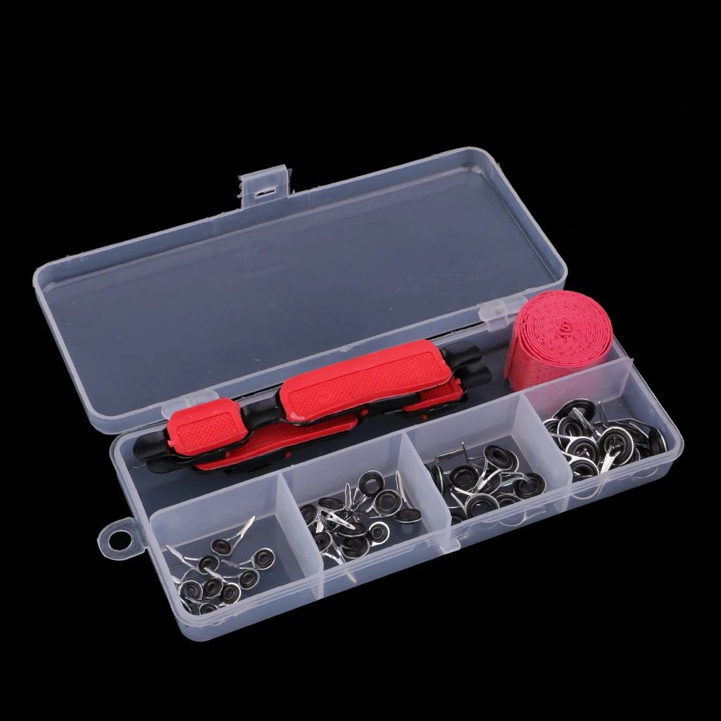 

Fishing Rod Reel Seat+ Rod Guides +Rod Handle Tape Tackle Box Adjustable