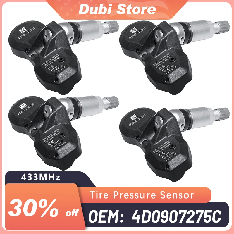 

4Pcs 4D0907275C Tire Pressure Monitoring Sensor For Audi A4 A6 A8 For Volkswagen Phaeton 2007-2016 433mhz 4D0907275E TPMS 185189