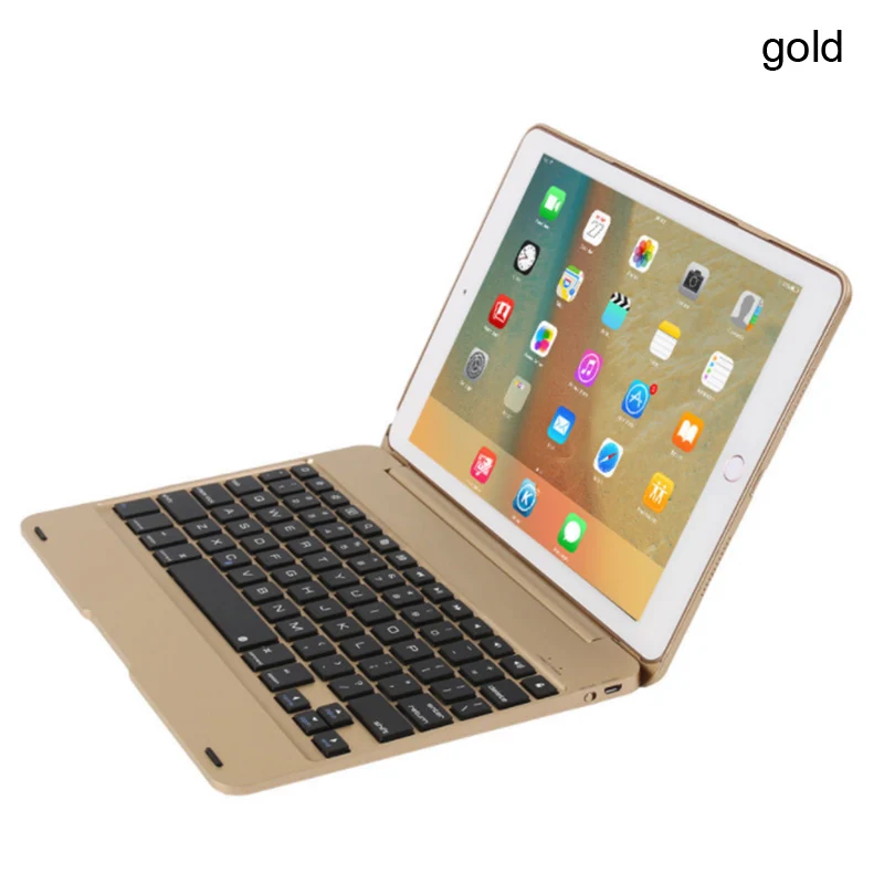 Алюминиевая Bluetooth клавиатура Folio чехол для iPad Air 2 iPad Pro 9,7 дюйма VH99 - Цвет: Золотой