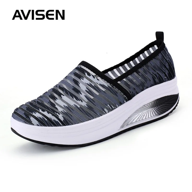 

2019 New Women Sports Shoes Summer Breathable Hollow Mesh Woman Sneakers Wedge Platform Lace Up Lady Casual Shoes