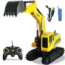 2.4Ghz 6Ch RC Truck Excavator Fully Functional Construction Toys Remote Control Tractor Model boy Gifts 10 Digger Toys