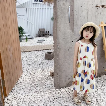 

MILANCEL summer girls dress sleeveless polka dot kids dress for girls long style kids clothes