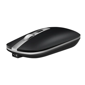 

Wireless Bluetooth Mouse 2.4G Dual Mode Silent Mouse 4 Key 1600DPI Rechargeable Mute Mice for Laptop PC Black