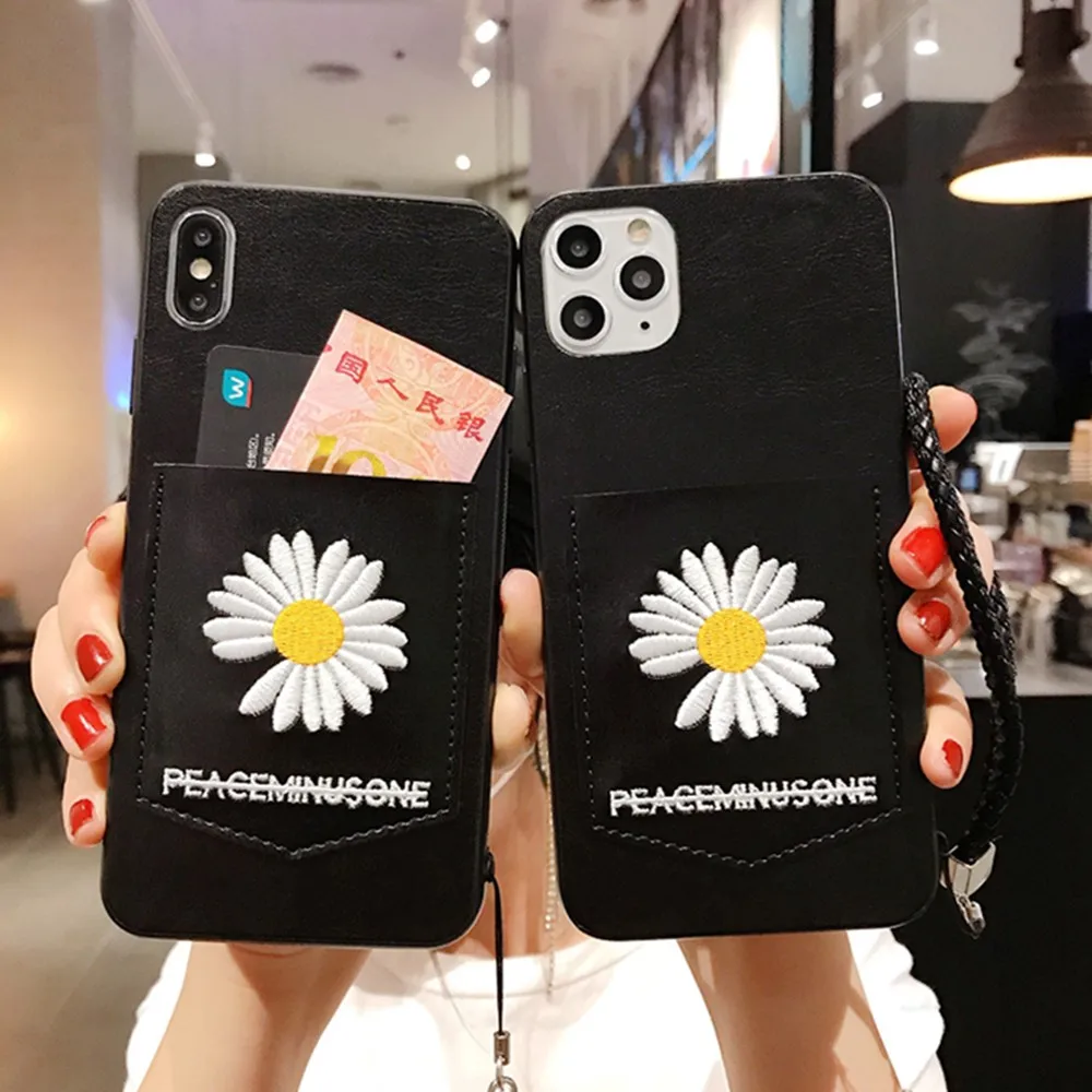 

case for iphone 11 pro xs max xr x 8 7 6 6s plus se 2020 cover wallet card daisy peaceminusone strap belt leather phone bag capa