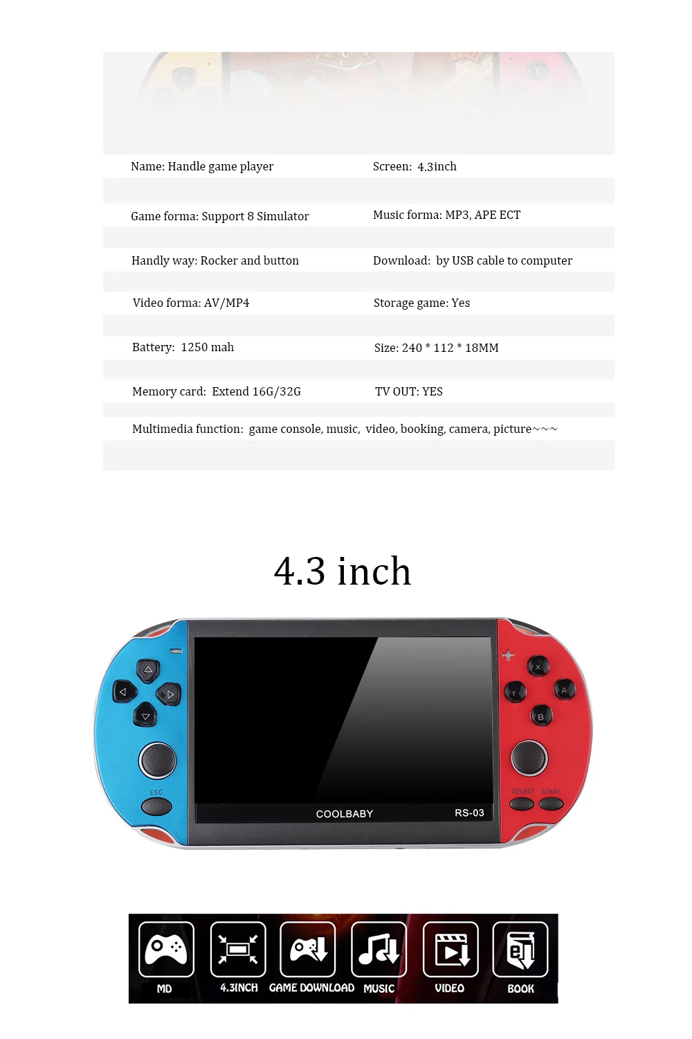 RS-06 портативные игровые плееры 5,1 дюймов экран видео игровая консоль встроенный 3000 классические игры сохранение/загрузка 32 Гб лучший подарок