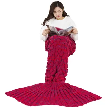 

princesses dream 10 Color large Soft Knitted Mermaid Tail Blanket Sleeping Wrap Crochet Handmade Sleeping Bag for Best Birthday