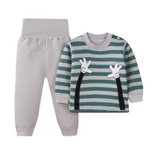 2 шт./компл. Комплект белья для малышей хлопок Штаны с высокой посадкой для мальчиков младенцев унисекс Пижама; домашняя одежда; зимняя одежда для малышей для маленьких девочек Наборы для младенцев