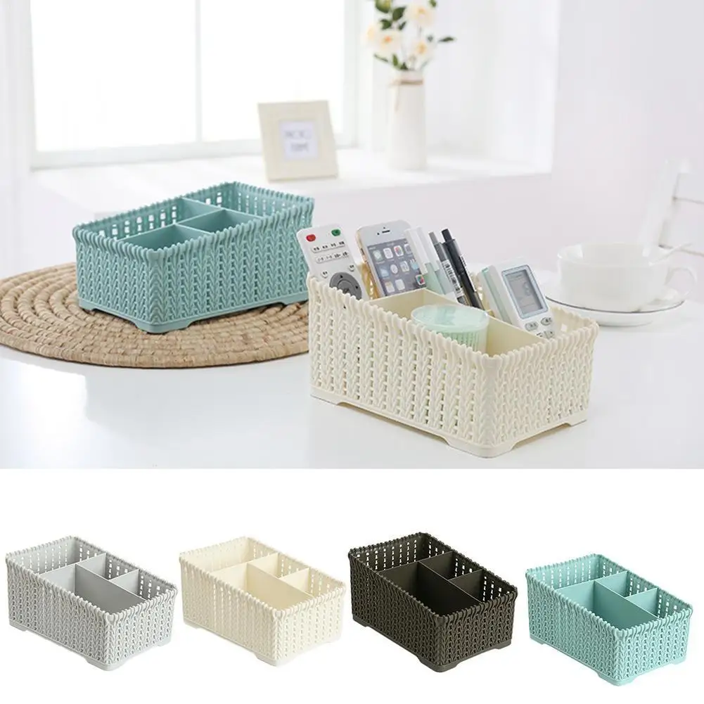 

Rattan Storage Basket Bathroom Cosmetic Office Baskets Desktop Home Decoration Household Plastic Uncovered Supplies Organiz L5R5