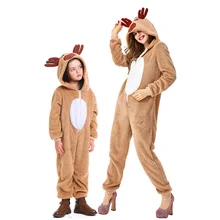 Christmas Reindeer Cosplay Animal Costume Jumpsuits Parent-Child Deer Carnival Party Onesies Kids Adult Unisex Winter Pajama